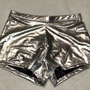 Silver metallic shorts - size L